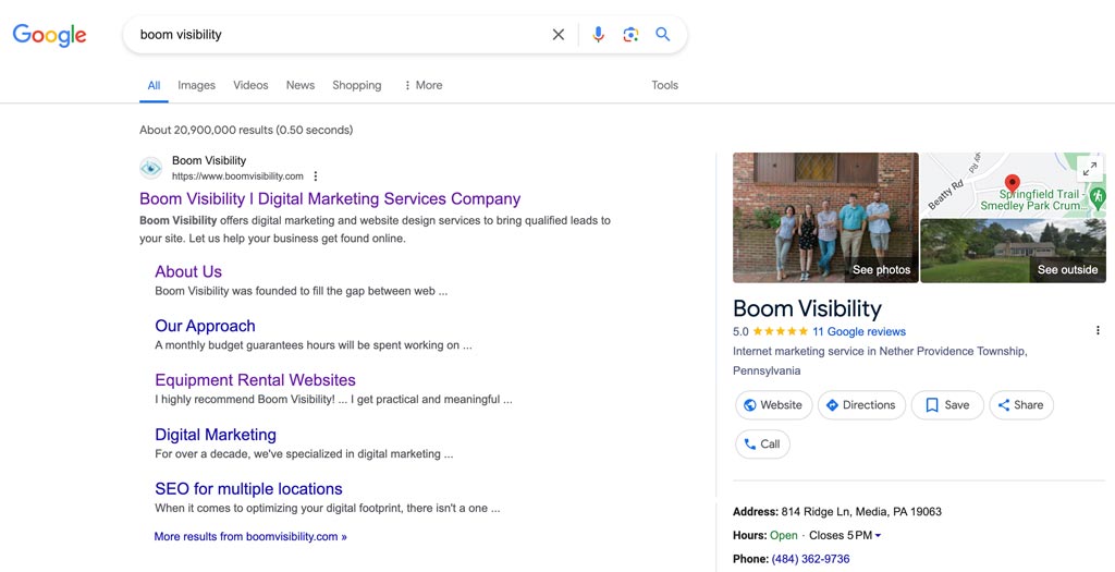 Boom Visibility Google Results