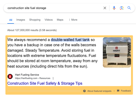 Featured Snippet for "Construction Site Fuel Storage"